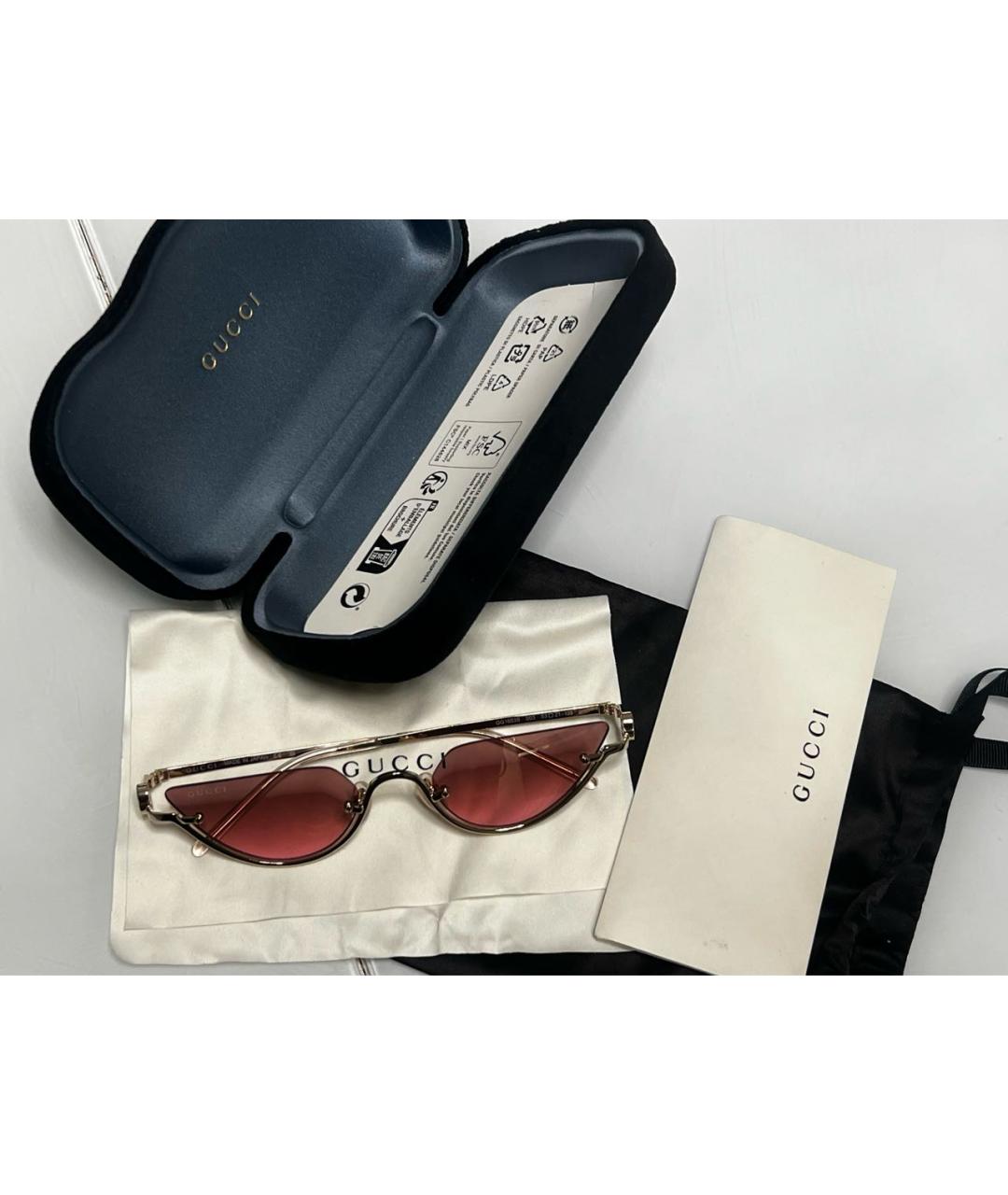 GUCCI Золотые металлические солнцезащитные очки, фото 2