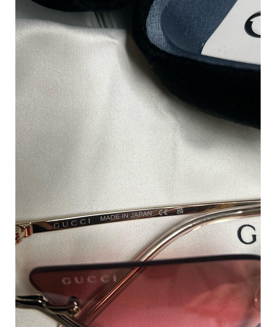 GUCCI Золотые металлические солнцезащитные очки, фото 5