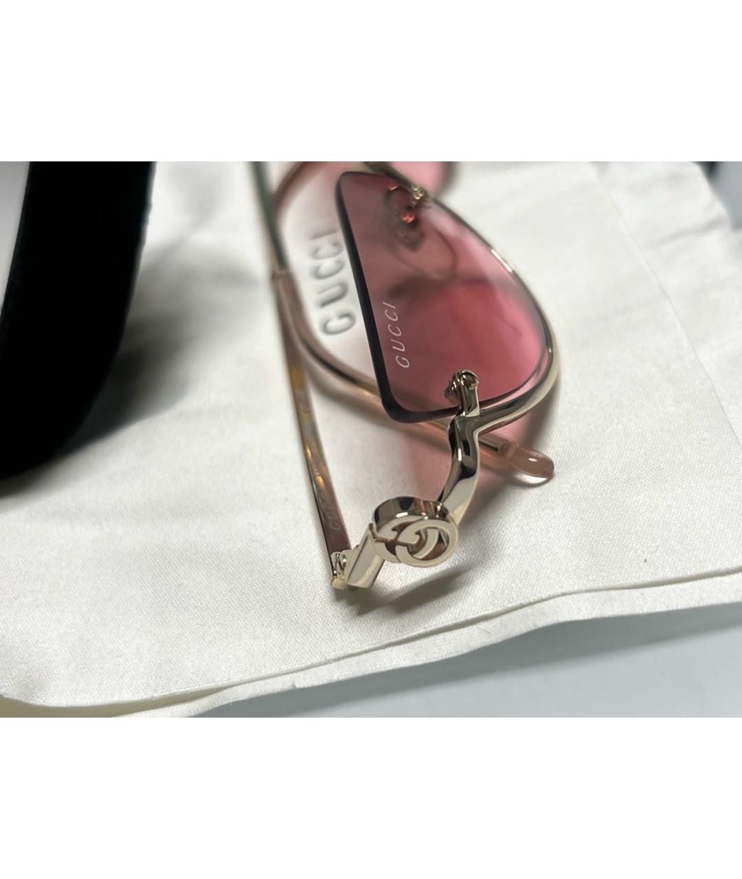GUCCI Золотые металлические солнцезащитные очки, фото 6