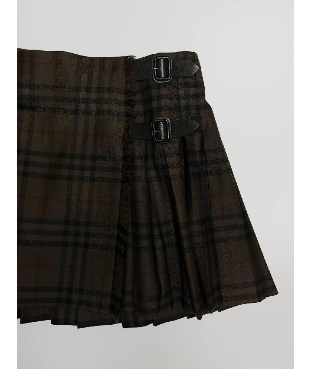 BURBERRY Коричневая шерстяная юбка мини, фото 2