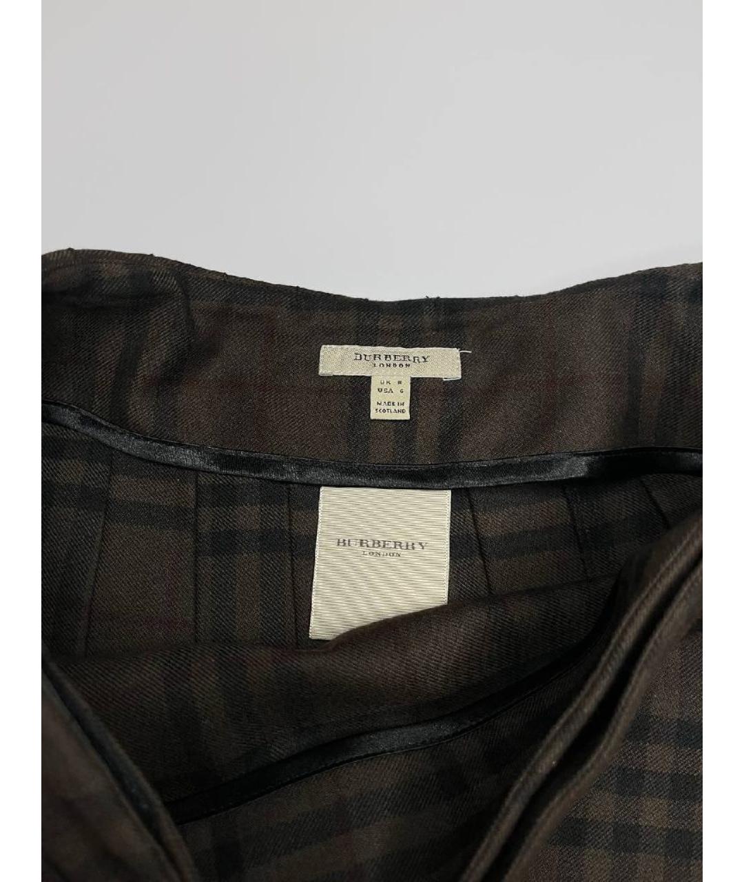 BURBERRY Коричневая шерстяная юбка мини, фото 4
