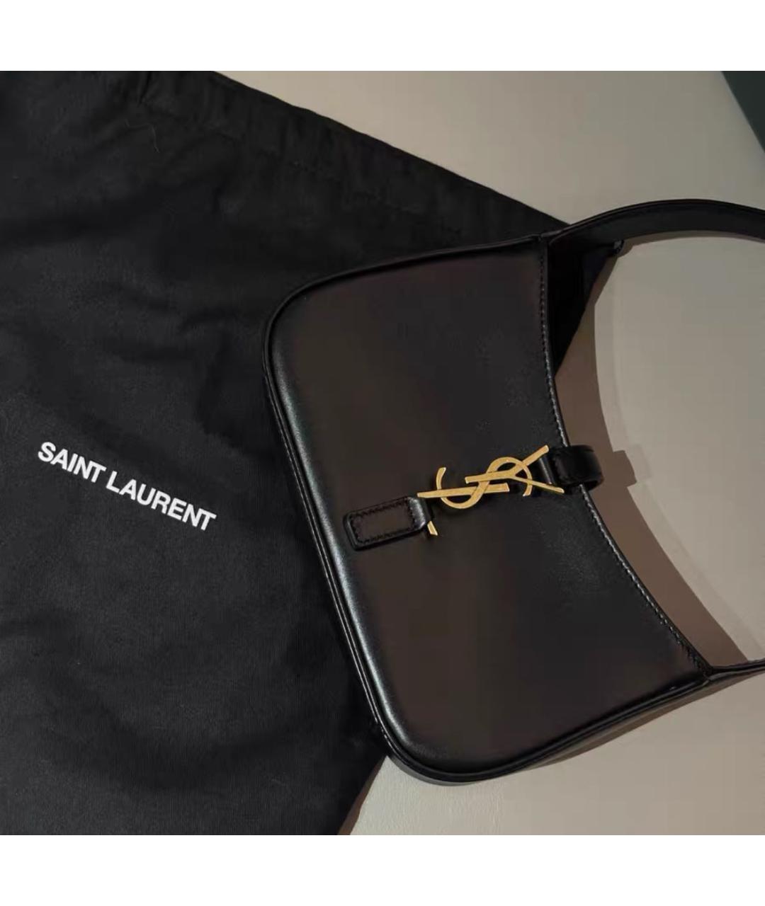 SAINT LAURENT Черная кожаная сумка с короткими ручками, фото 5
