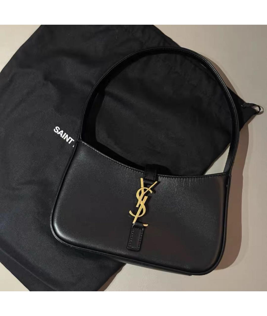 SAINT LAURENT Черная кожаная сумка с короткими ручками, фото 2