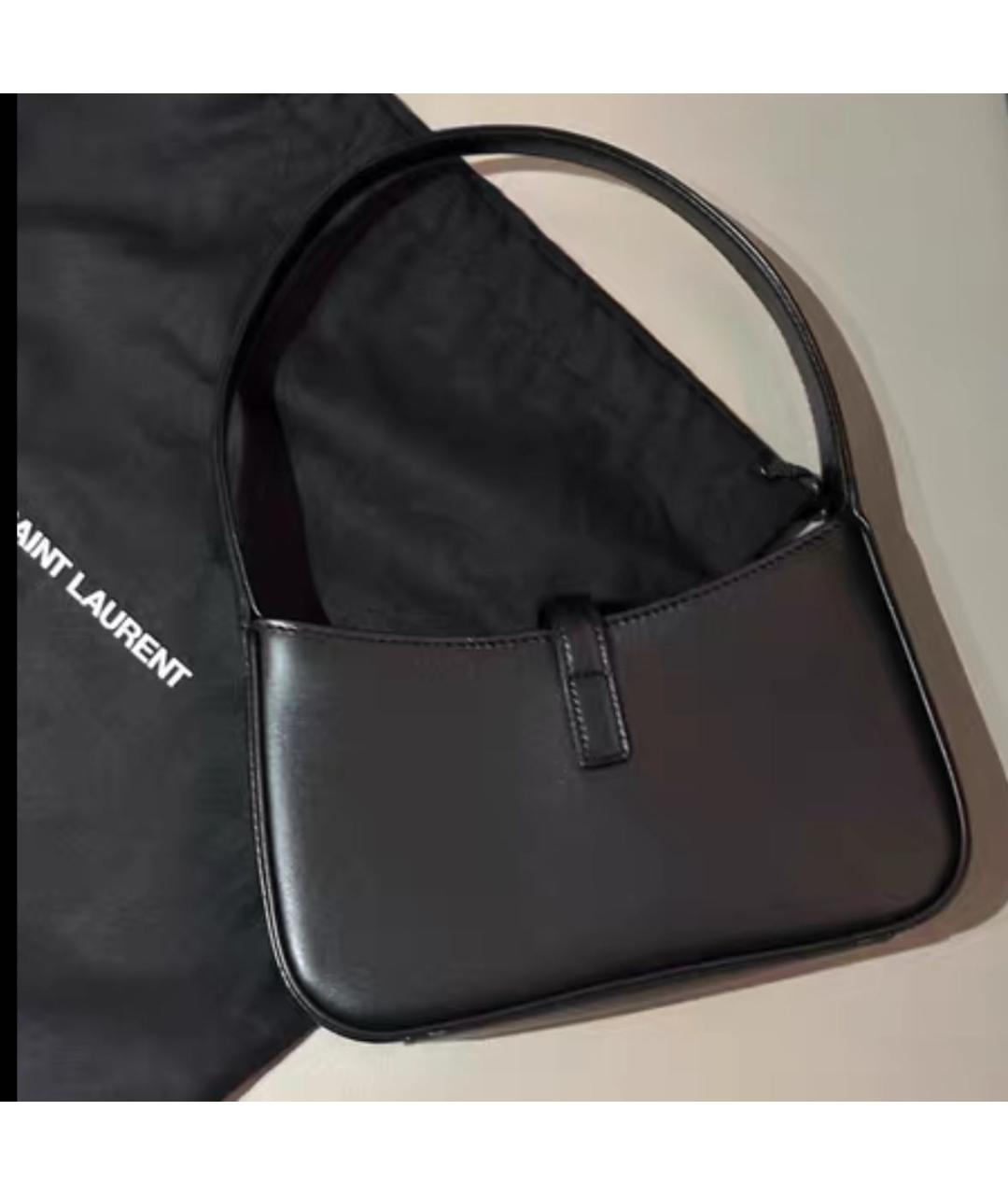 SAINT LAURENT Черная кожаная сумка с короткими ручками, фото 3