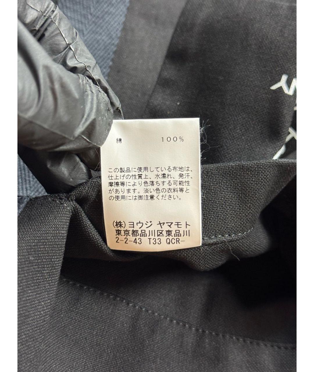 YOHJI YAMAMOTO Черная хлопковая сумка тоут, фото 8