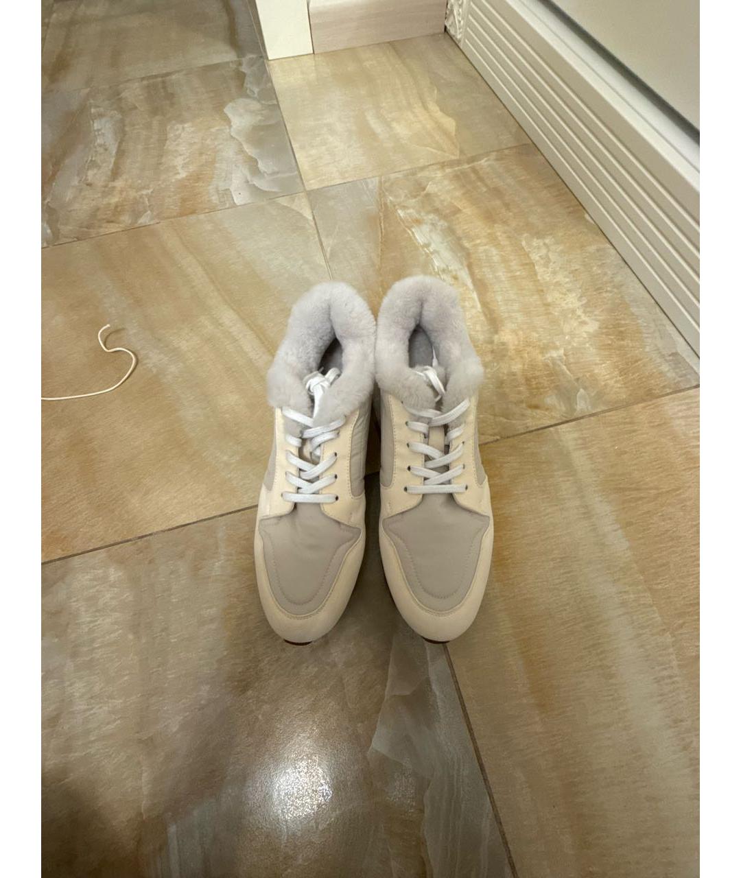 LORO PIANA Белые замшевые кроссовки, фото 3