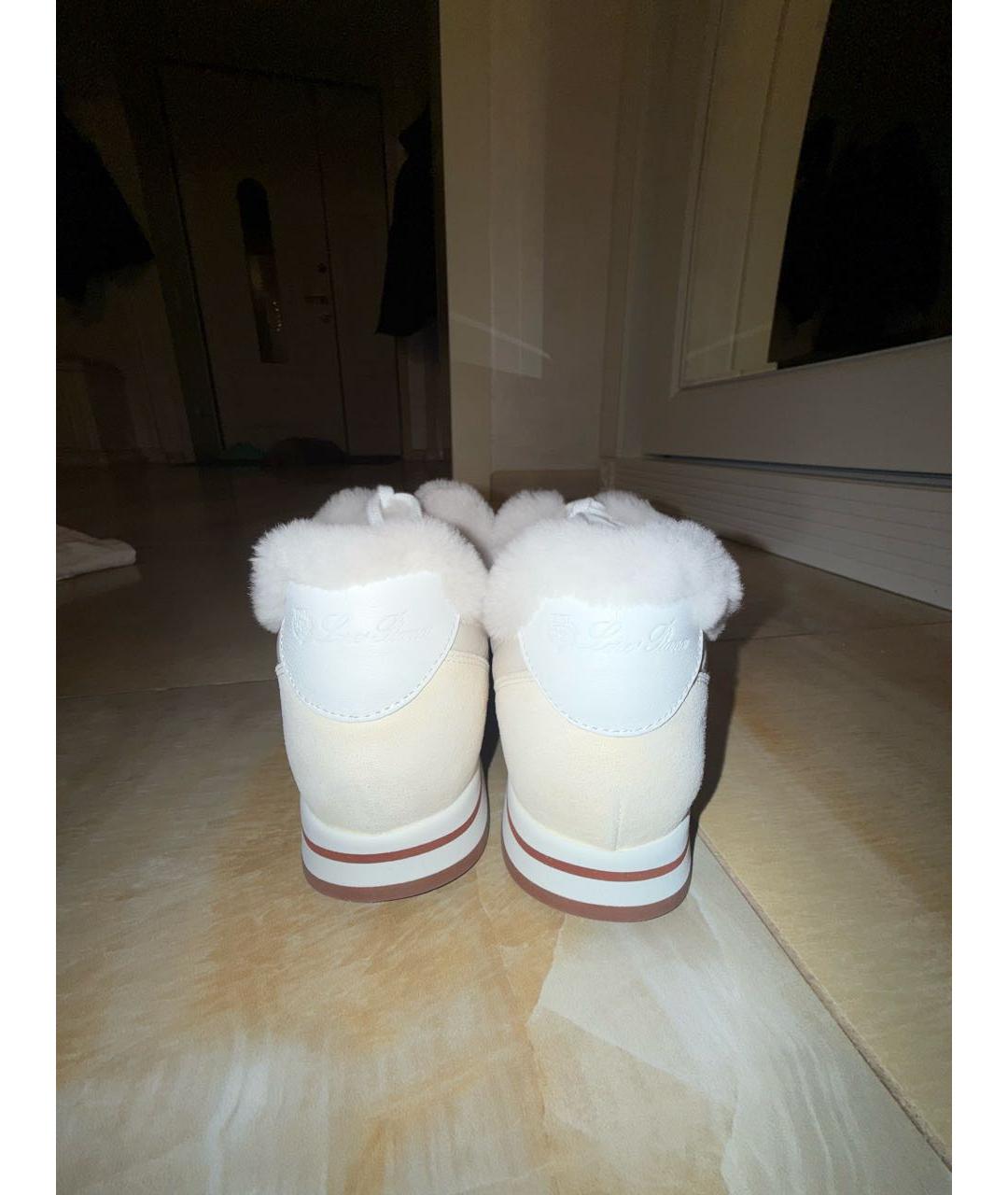 LORO PIANA Белые замшевые кроссовки, фото 5