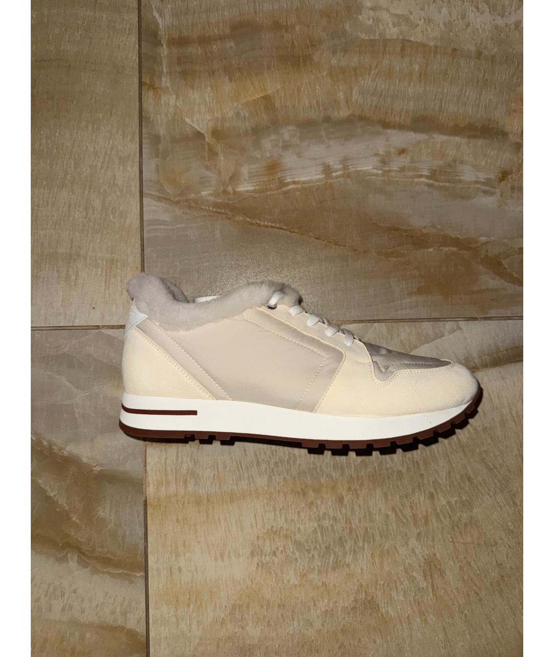 LORO PIANA Белые замшевые кроссовки, фото 6