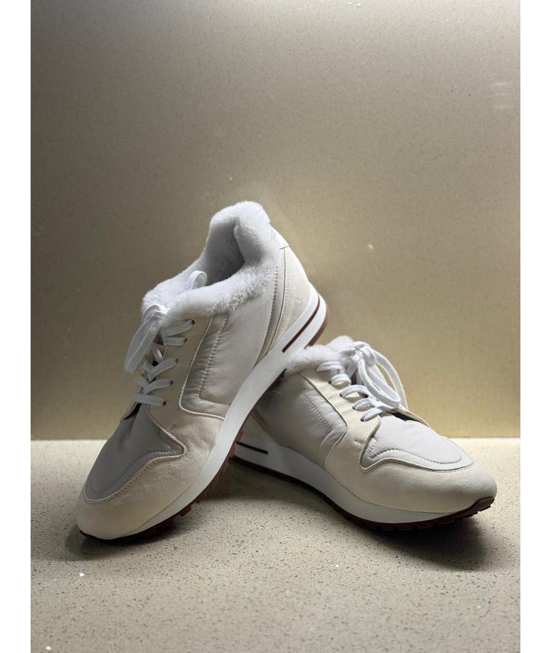 LORO PIANA Белые замшевые кроссовки, фото 2