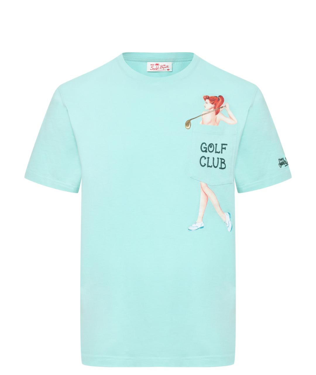 MC2 SAINT BARTH Бирюзовая хлопковая футболка, фото 1