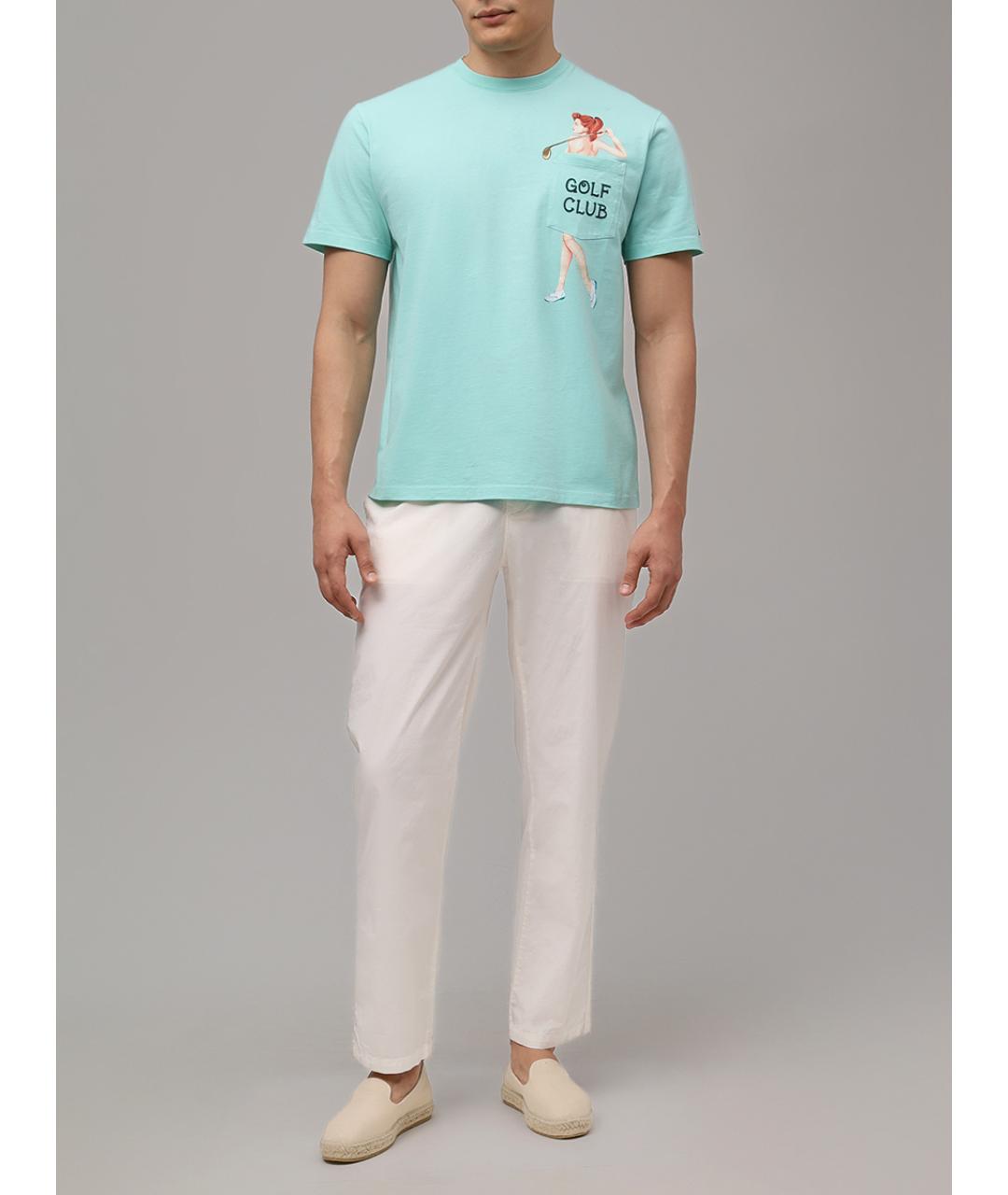 MC2 SAINT BARTH Бирюзовая хлопковая футболка, фото 2