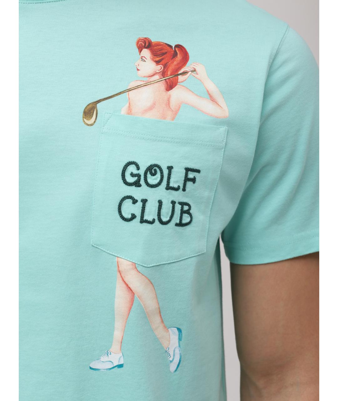 MC2 SAINT BARTH Бирюзовая хлопковая футболка, фото 5