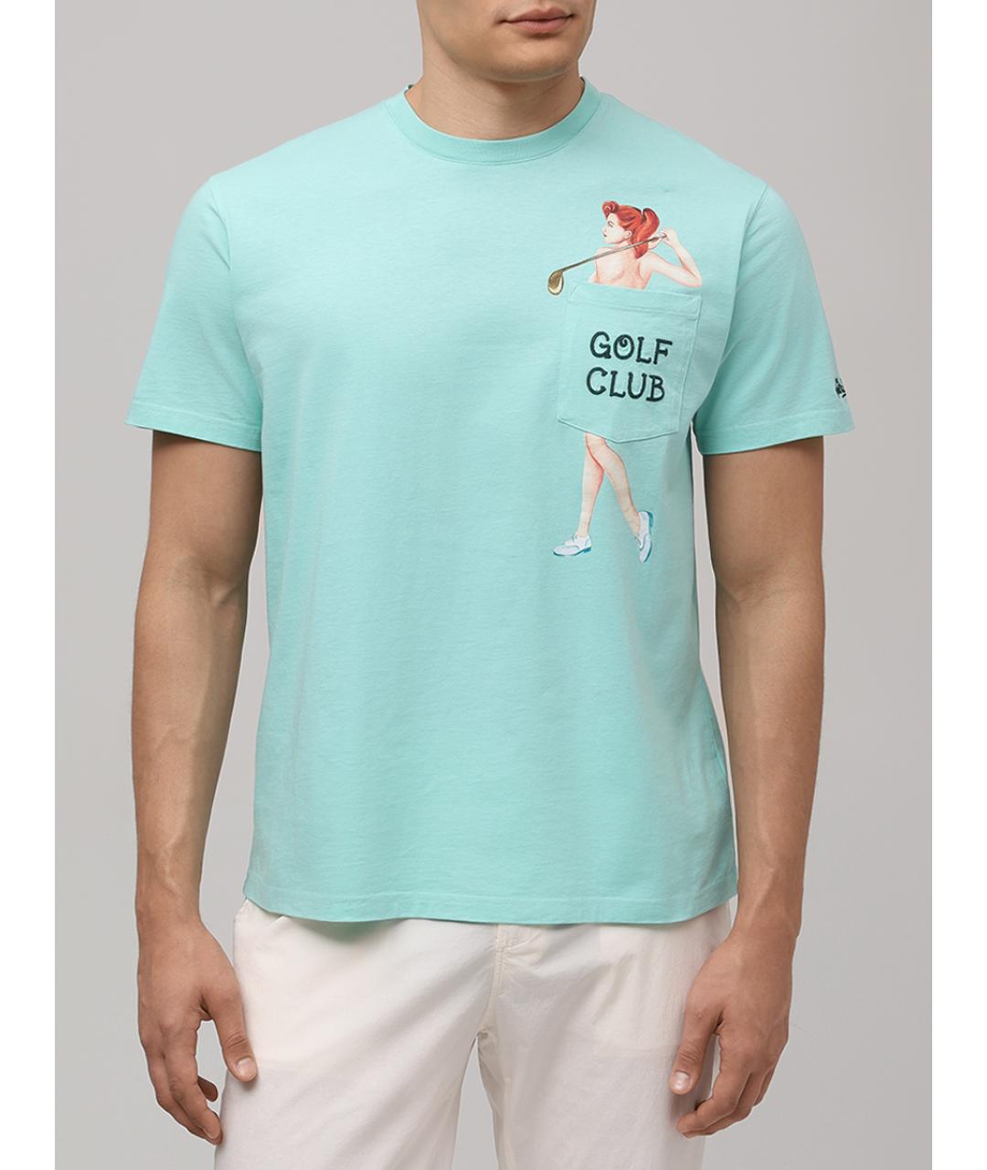 MC2 SAINT BARTH Бирюзовая хлопковая футболка, фото 4