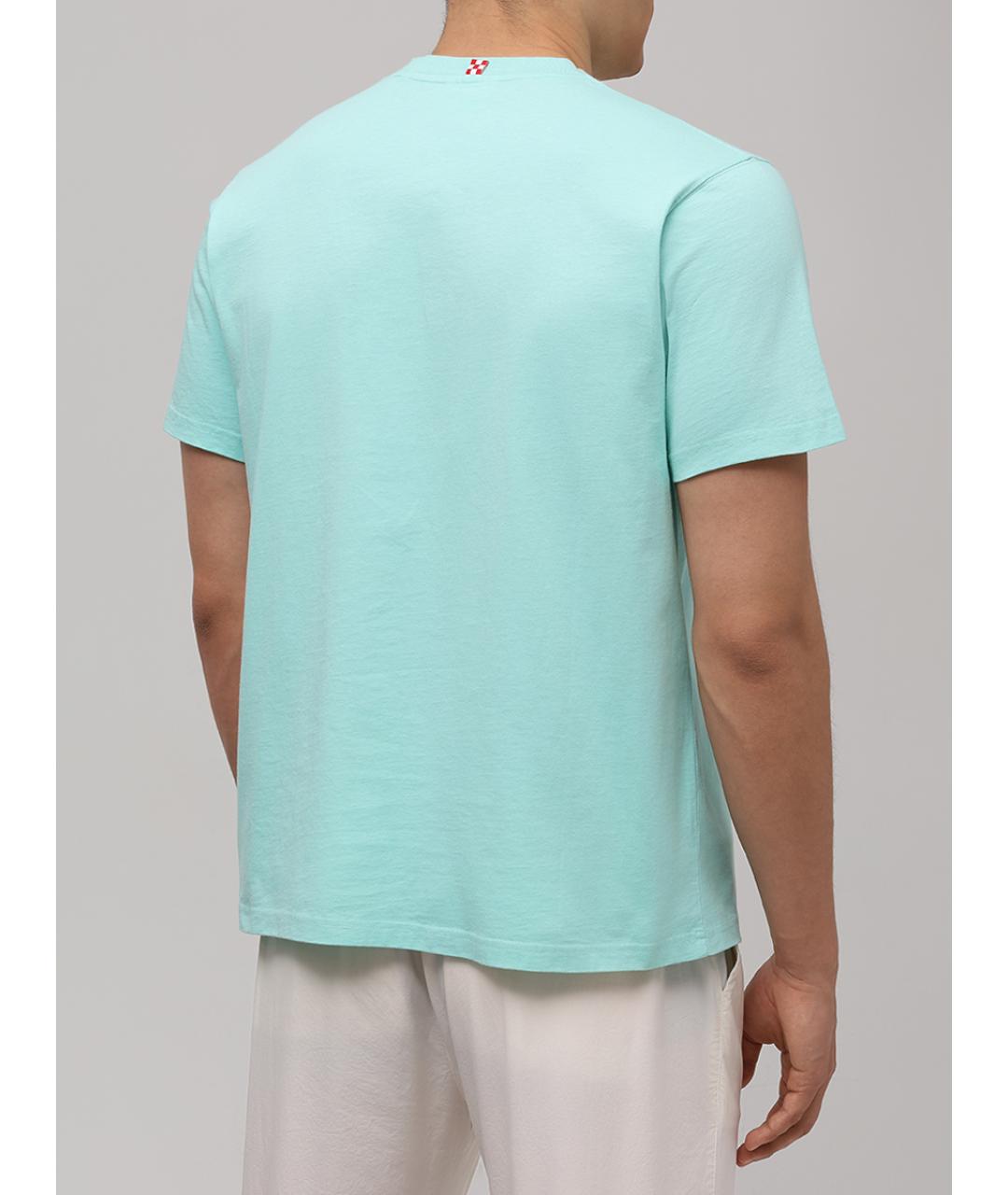 MC2 SAINT BARTH Бирюзовая хлопковая футболка, фото 3