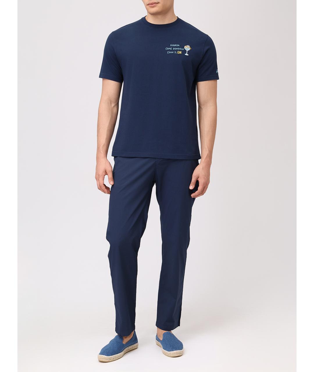 MC2 SAINT BARTH Синяя хлопковая футболка, фото 2