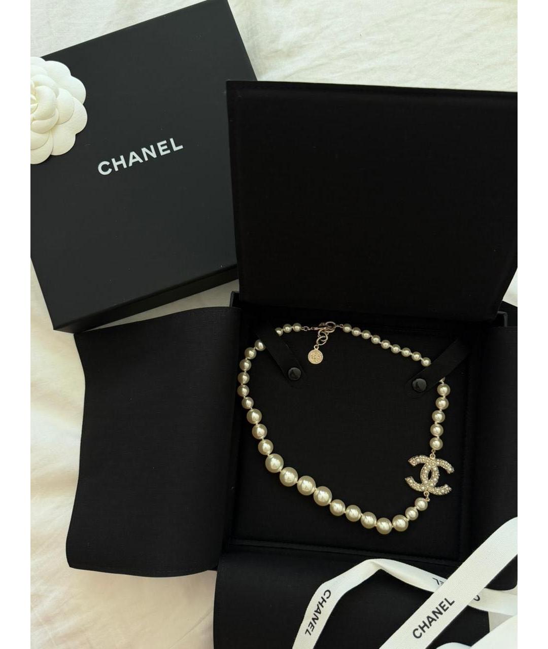 CHANEL Белое жемчужное колье, фото 6