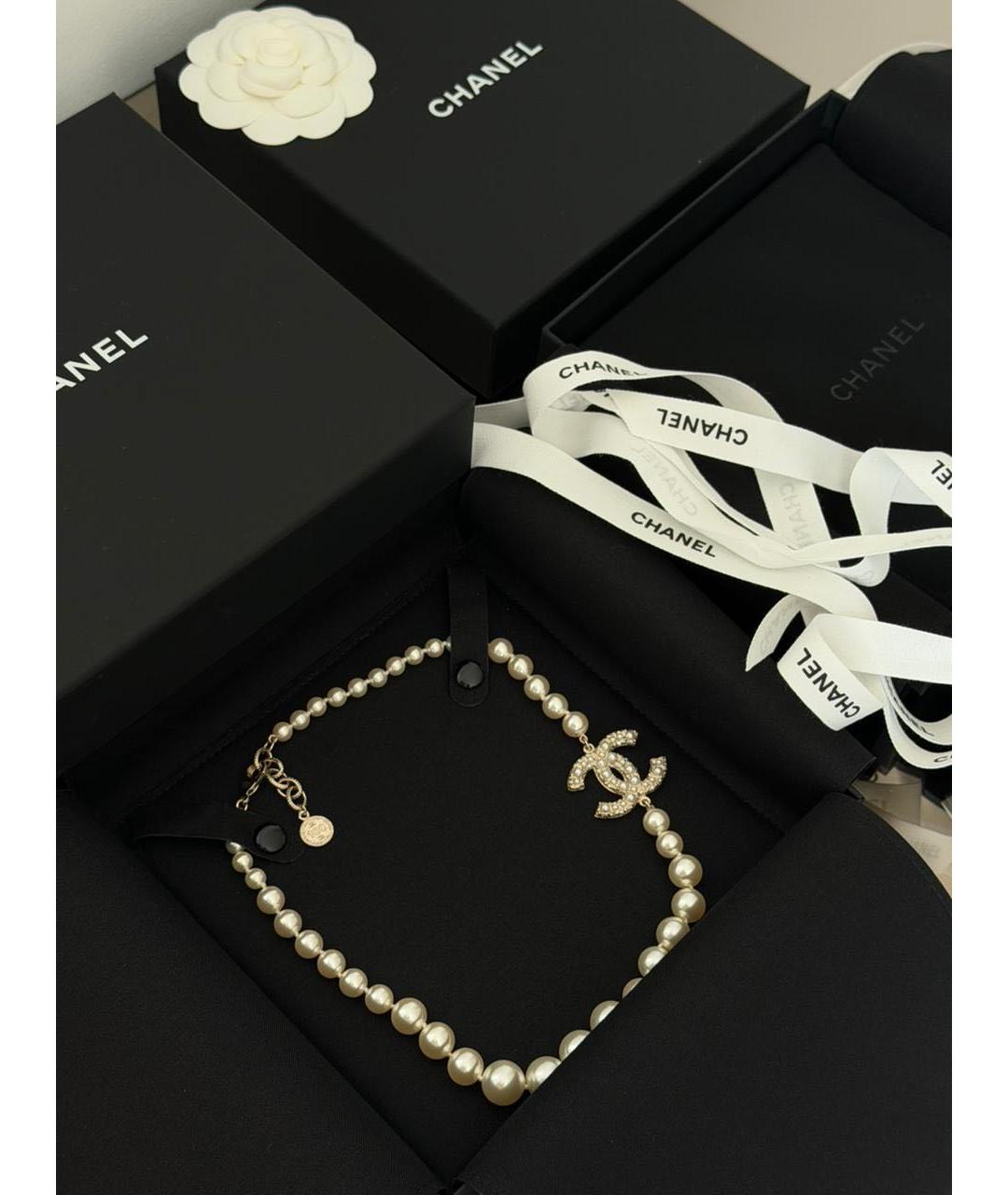CHANEL Белое жемчужное колье, фото 3