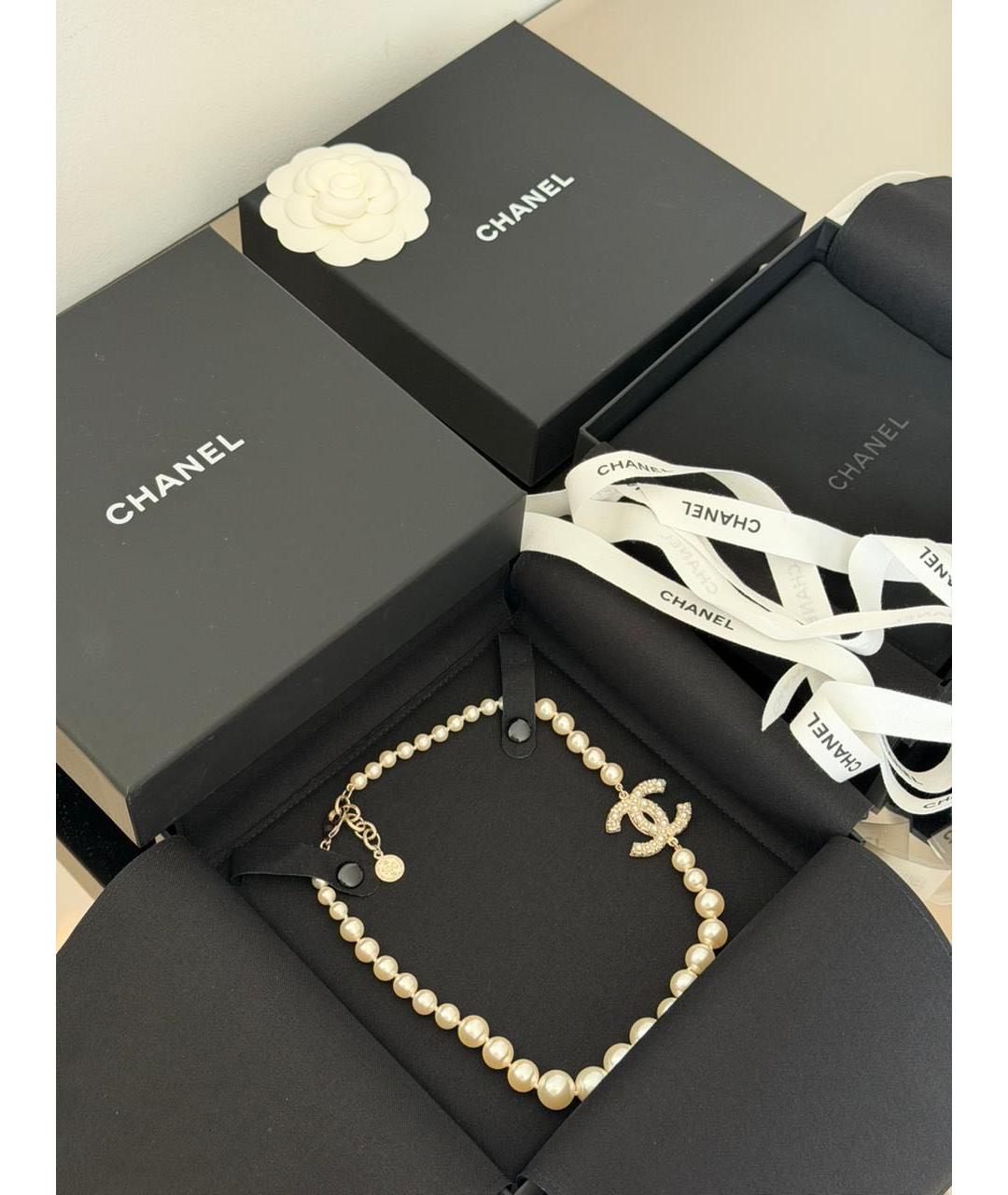 CHANEL Белое жемчужное колье, фото 4