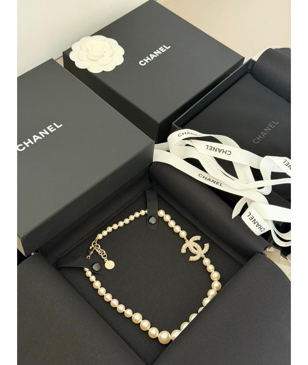 CHANEL Белое жемчужное колье, фото 7