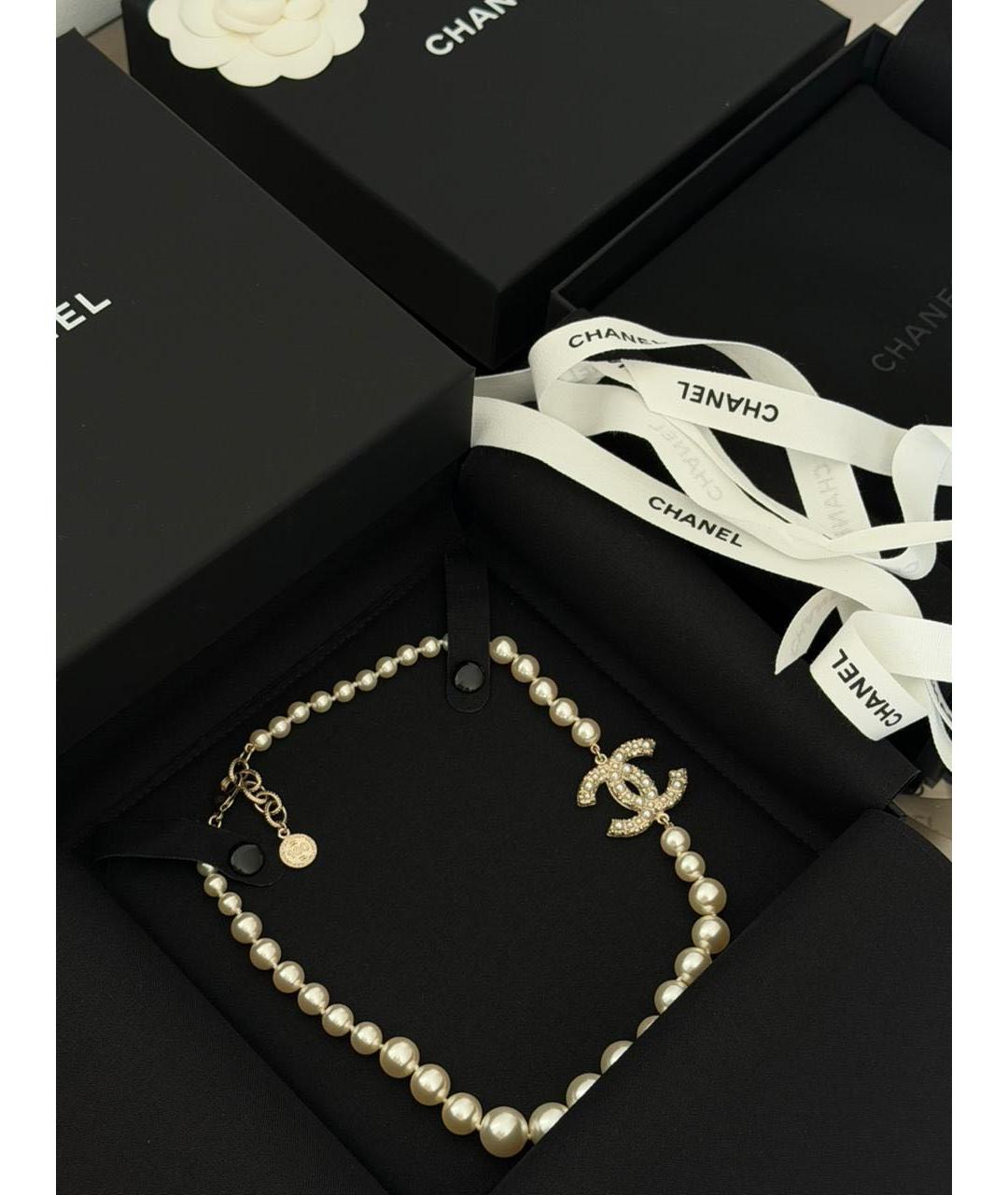 CHANEL Белое жемчужное колье, фото 5