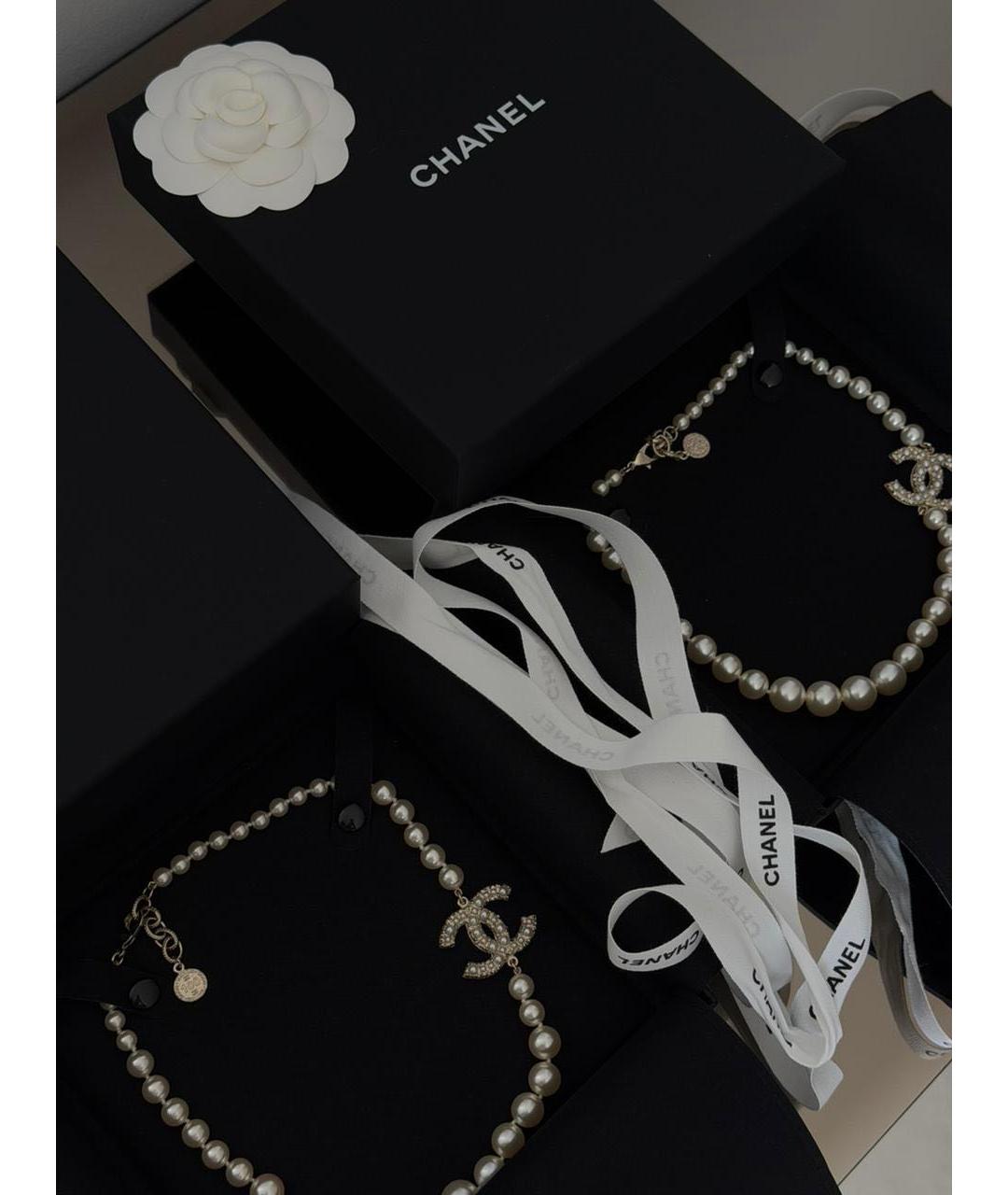 CHANEL Белое жемчужное колье, фото 2