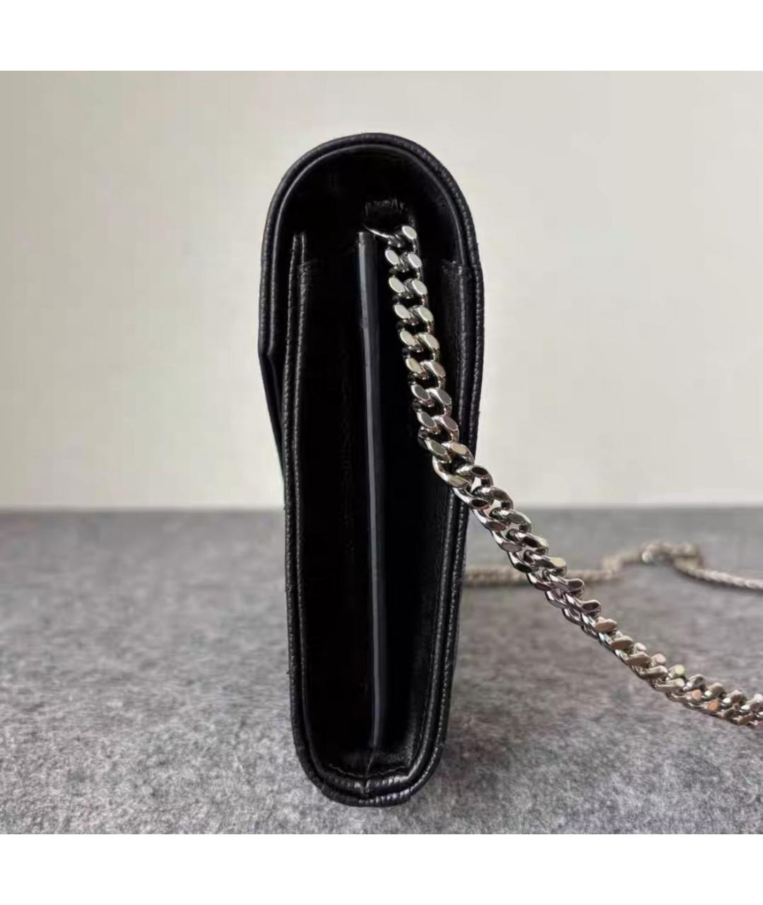 SAINT LAURENT Черная кожаная сумка через плечо, фото 4
