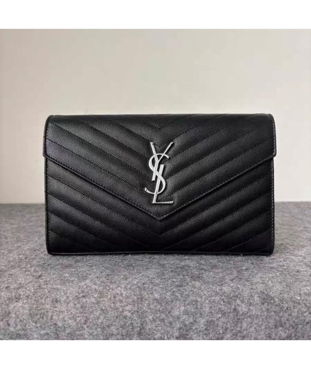 SAINT LAURENT Черная кожаная сумка через плечо, фото 2