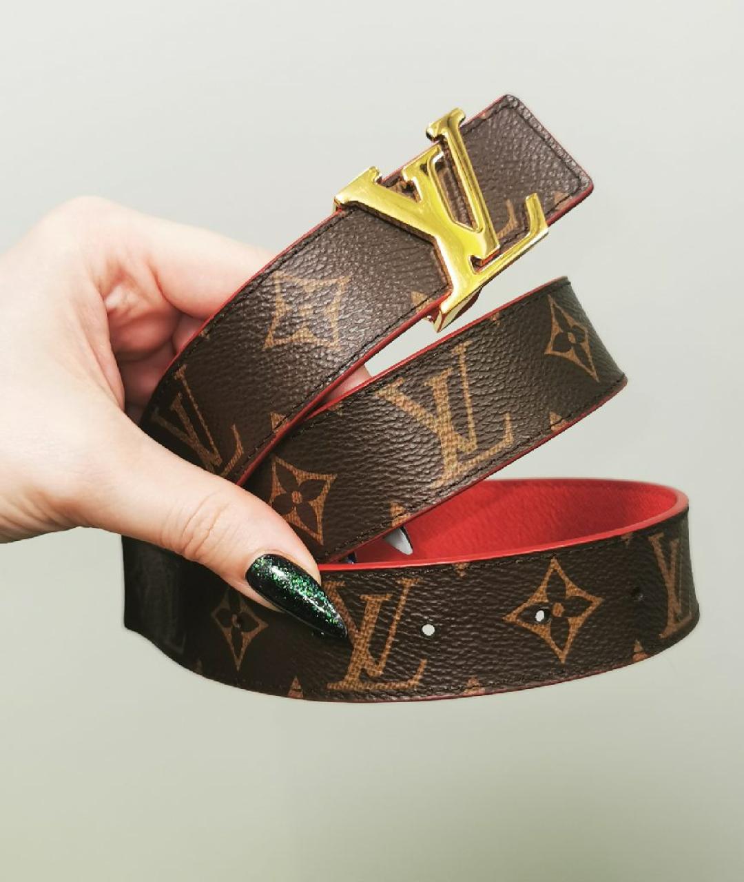 LOUIS VUITTON Красный кожаный ремень, фото 6