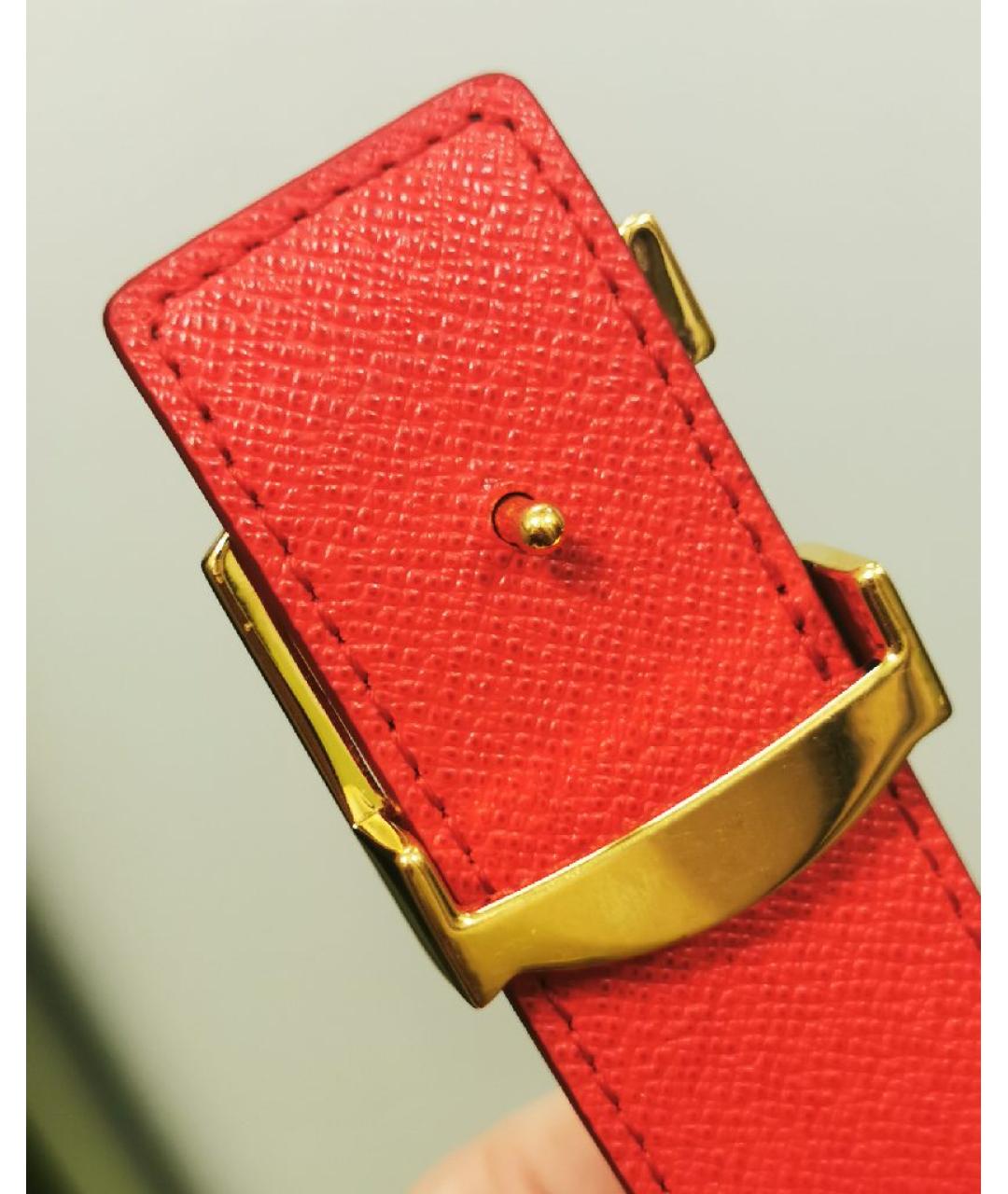 LOUIS VUITTON Красный кожаный ремень, фото 7