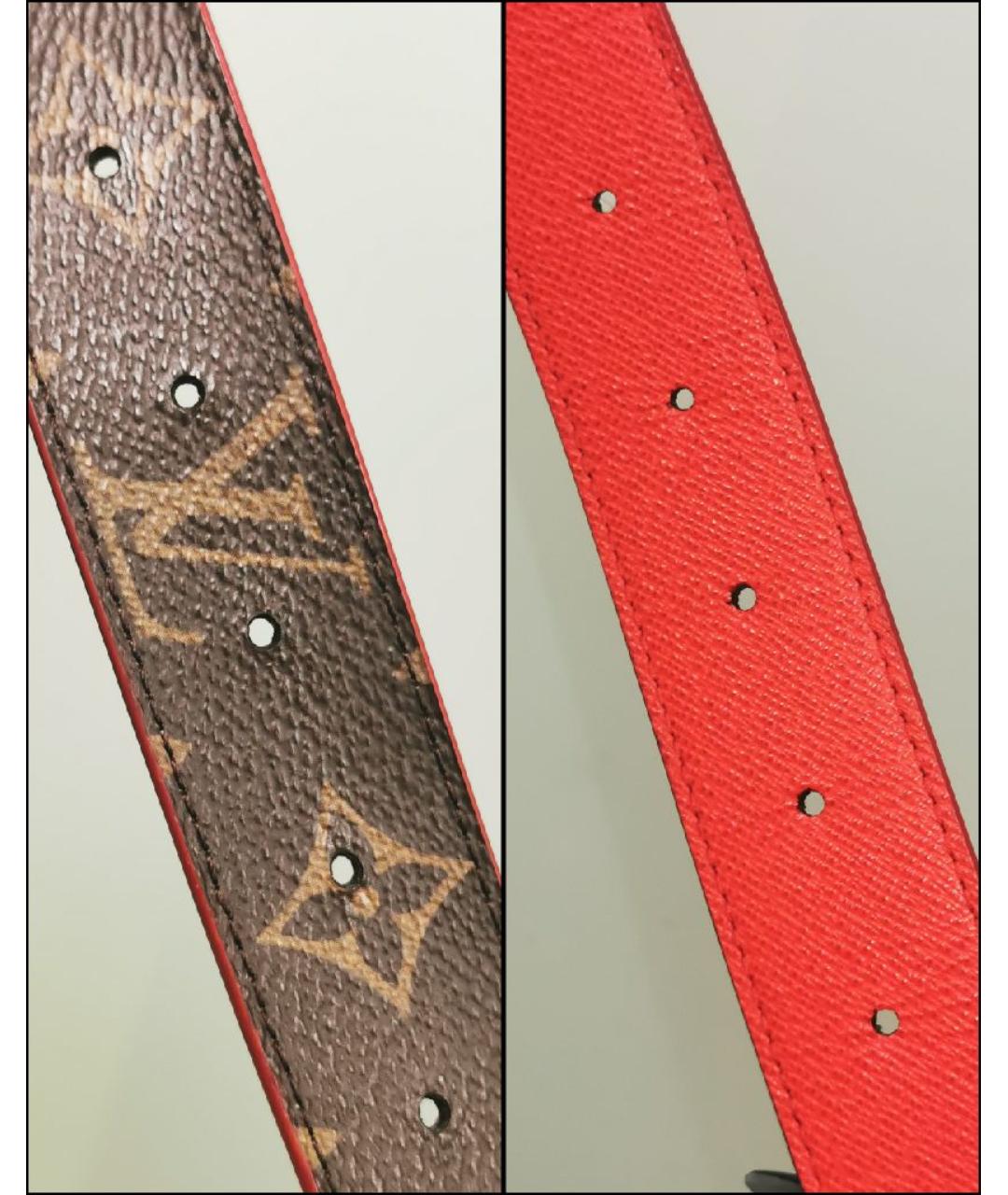 LOUIS VUITTON Красный кожаный ремень, фото 8