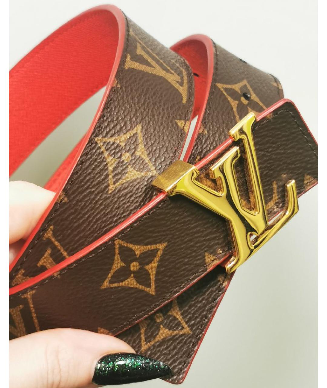 LOUIS VUITTON Красный кожаный ремень, фото 2