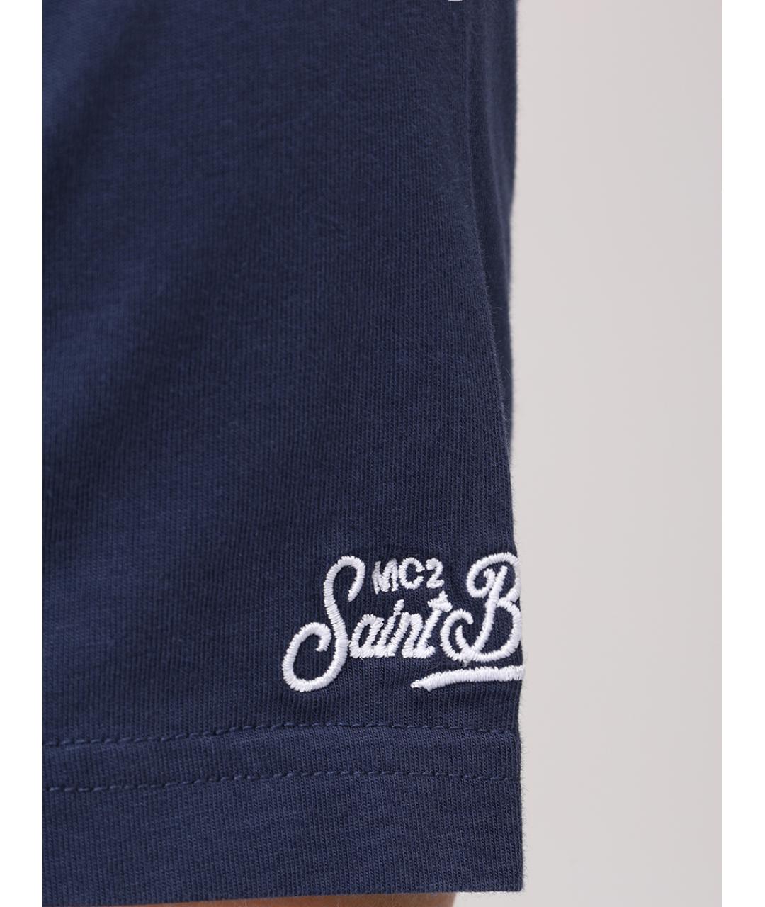 MC2 SAINT BARTH Синяя хлопковая футболка, фото 6