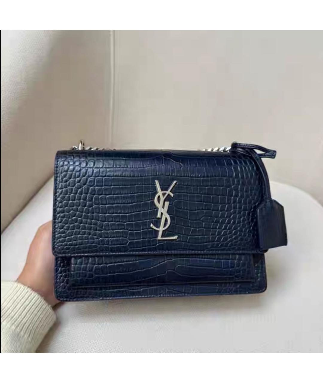 SAINT LAURENT Черная кожаная сумка через плечо, фото 3