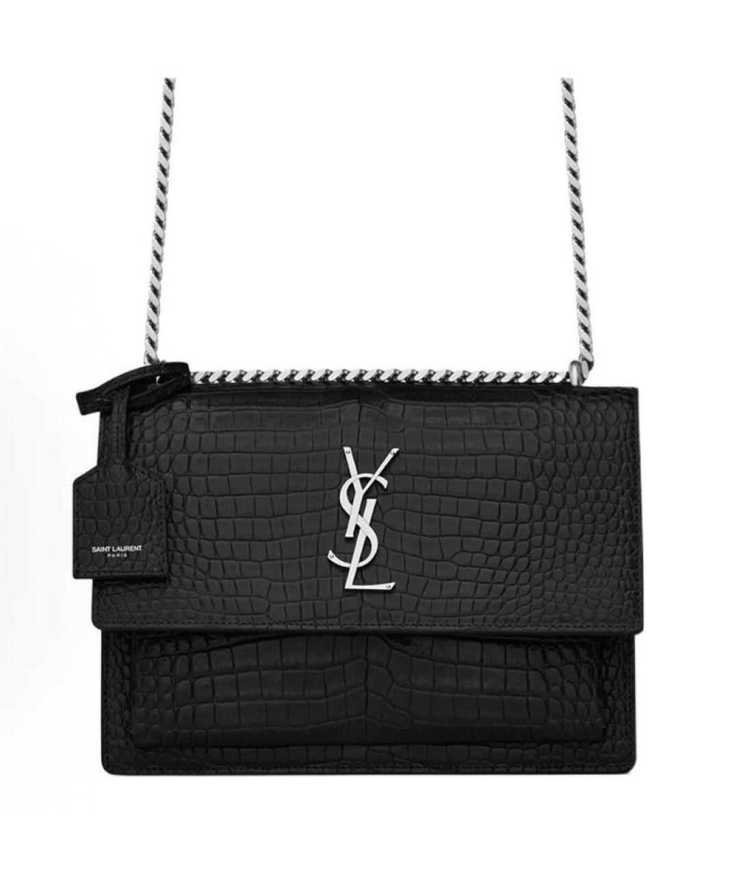 SAINT LAURENT Черная кожаная сумка через плечо, фото 2