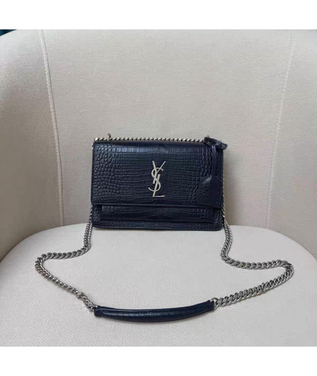 SAINT LAURENT Черная кожаная сумка через плечо, фото 8