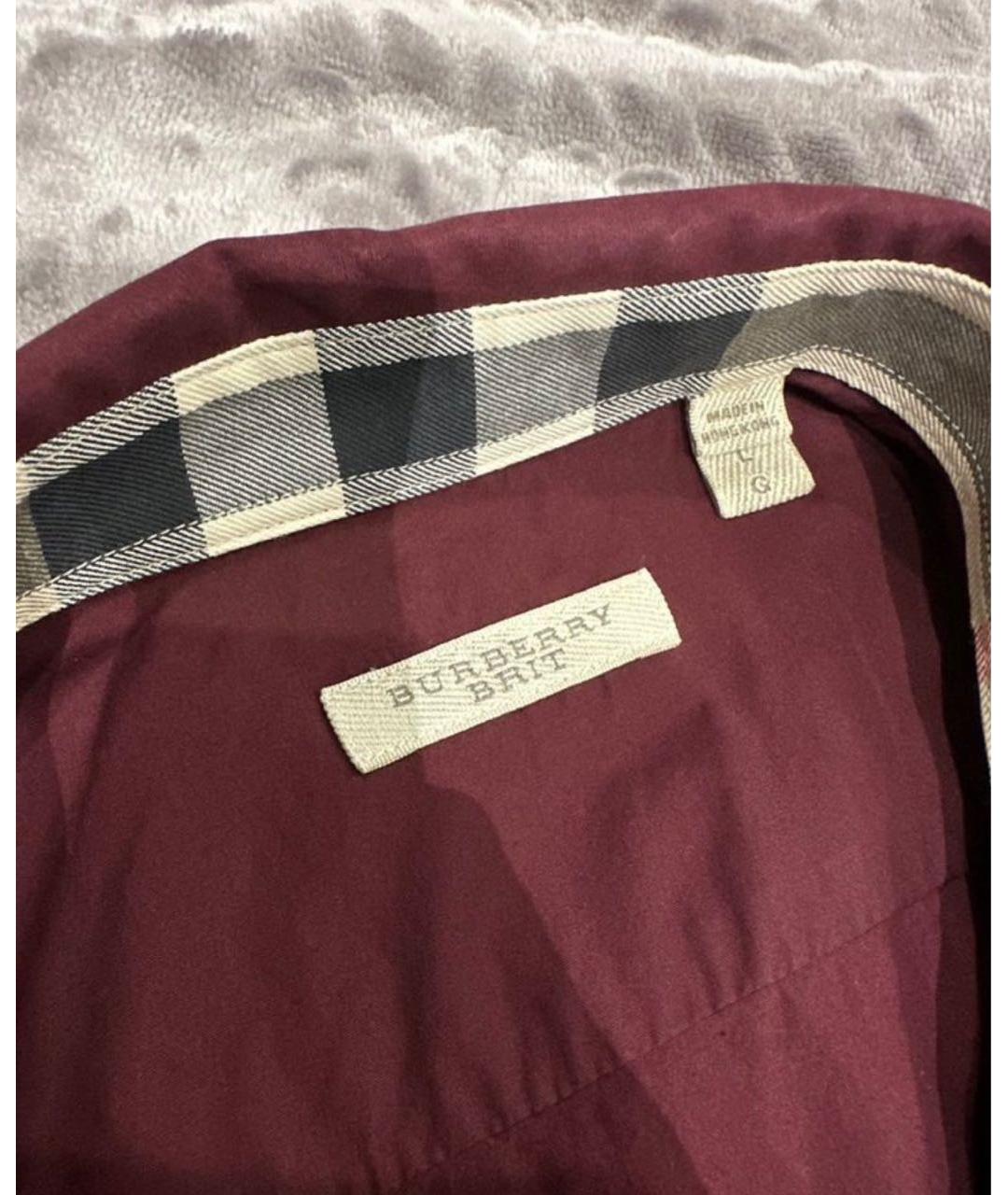 BURBERRY Бордовая хлопко-лиоцелловая классическая рубашка, фото 3