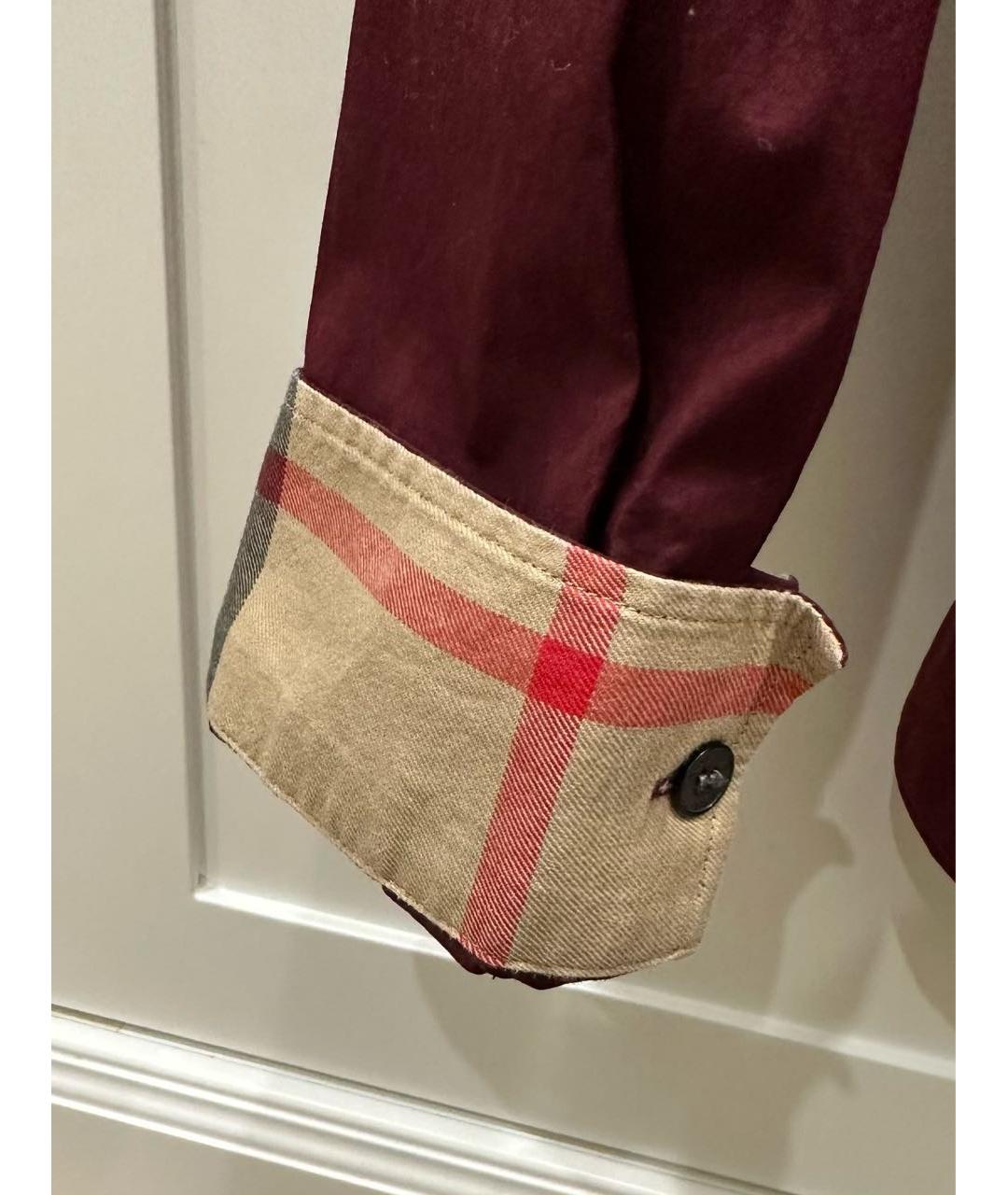 BURBERRY Бордовая хлопко-лиоцелловая классическая рубашка, фото 4