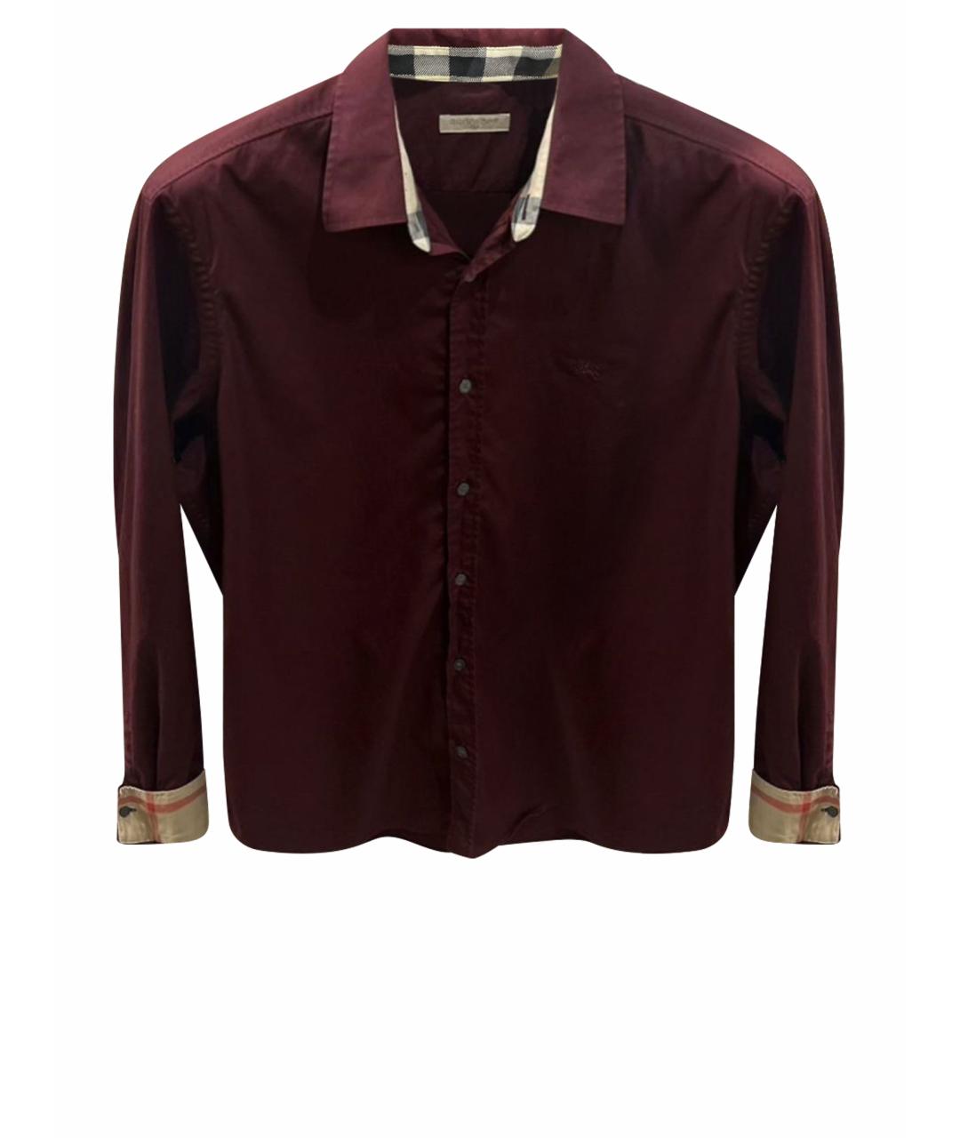 BURBERRY Бордовая хлопко-лиоцелловая классическая рубашка, фото 1