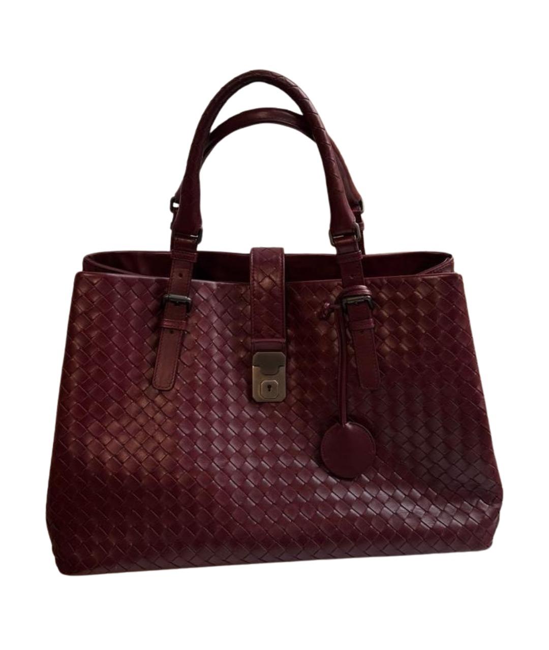 BOTTEGA VENETA Бордовая кожаная сумка с короткими ручками, фото 1