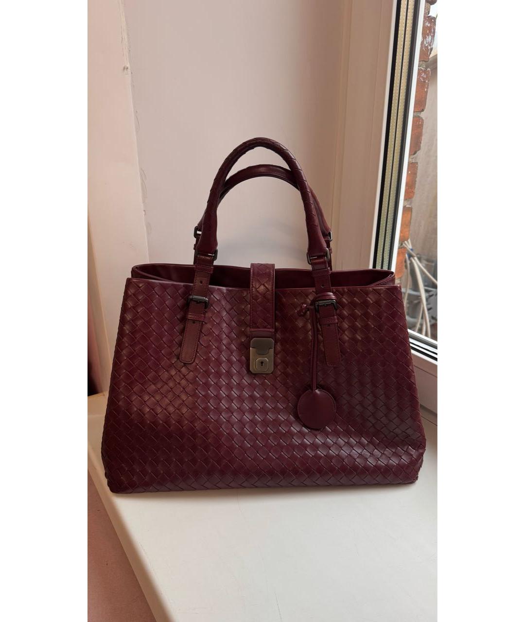 BOTTEGA VENETA Бордовая кожаная сумка с короткими ручками, фото 4