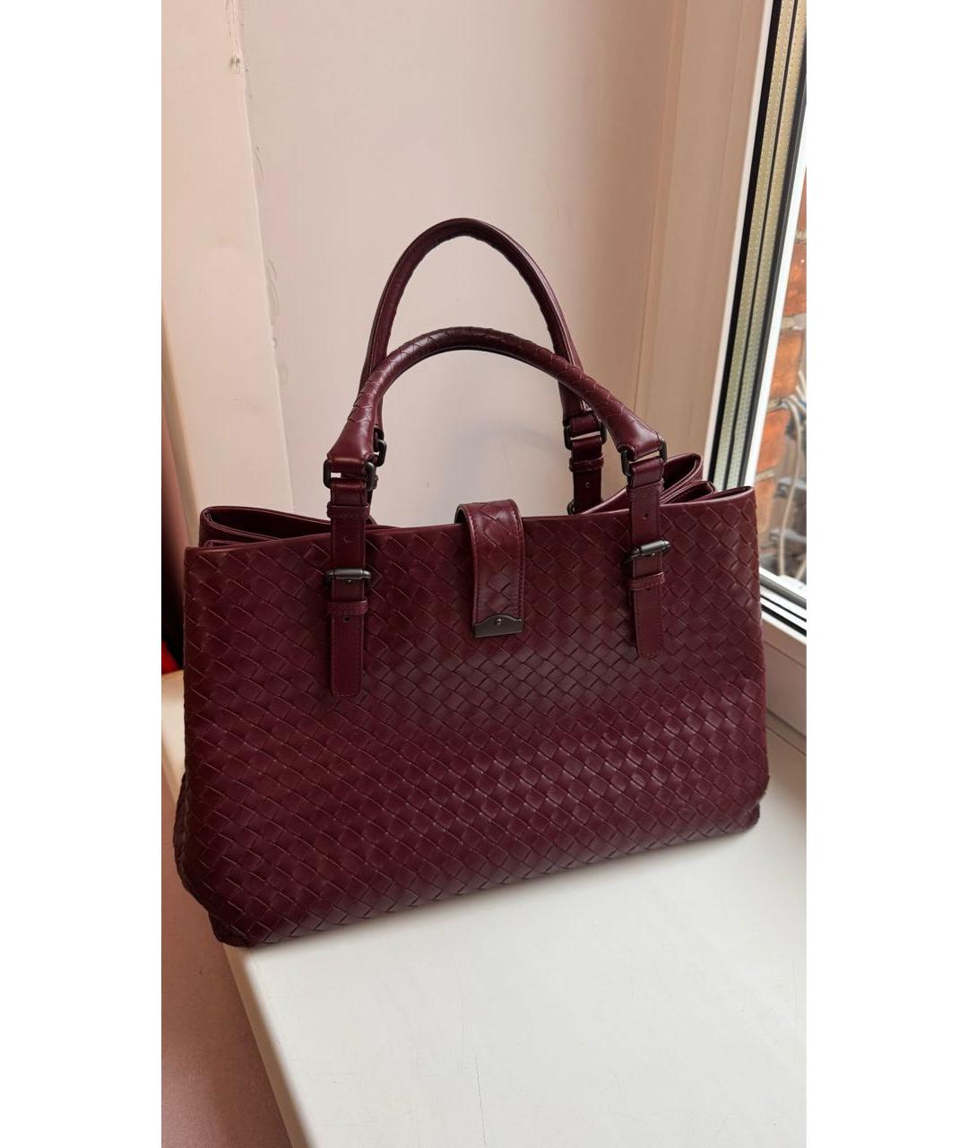 BOTTEGA VENETA Бордовая кожаная сумка с короткими ручками, фото 3