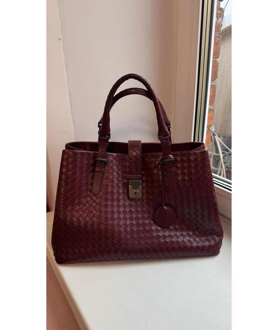 BOTTEGA VENETA Бордовая кожаная сумка с короткими ручками, фото 9