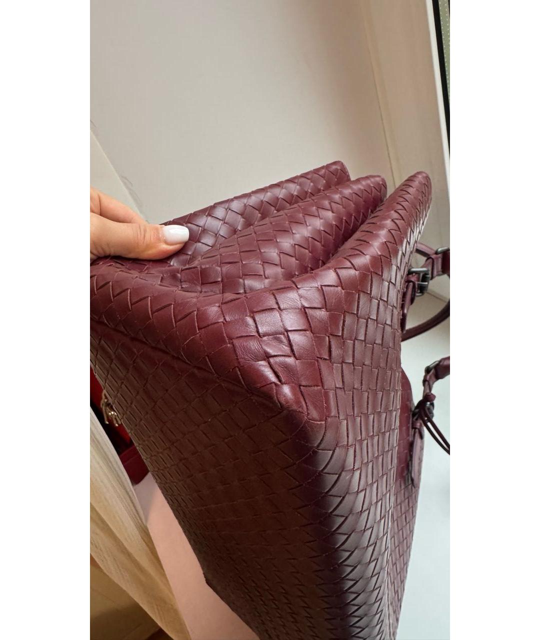 BOTTEGA VENETA Бордовая кожаная сумка с короткими ручками, фото 7