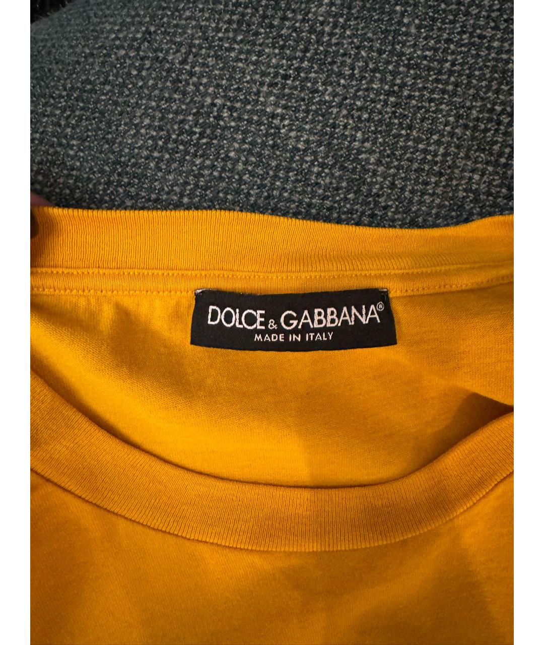 DOLCE&GABBANA Желтая хлопковая футболка, фото 3