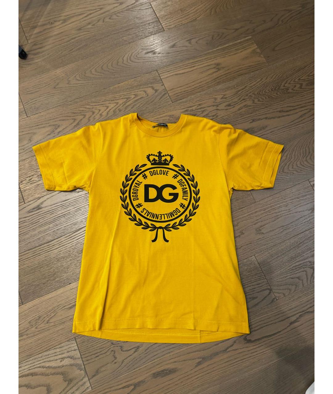 DOLCE&GABBANA Желтая хлопковая футболка, фото 5
