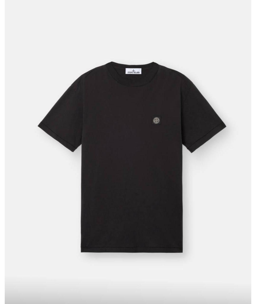 STONE ISLAND Черная хлопковая футболка, фото 6