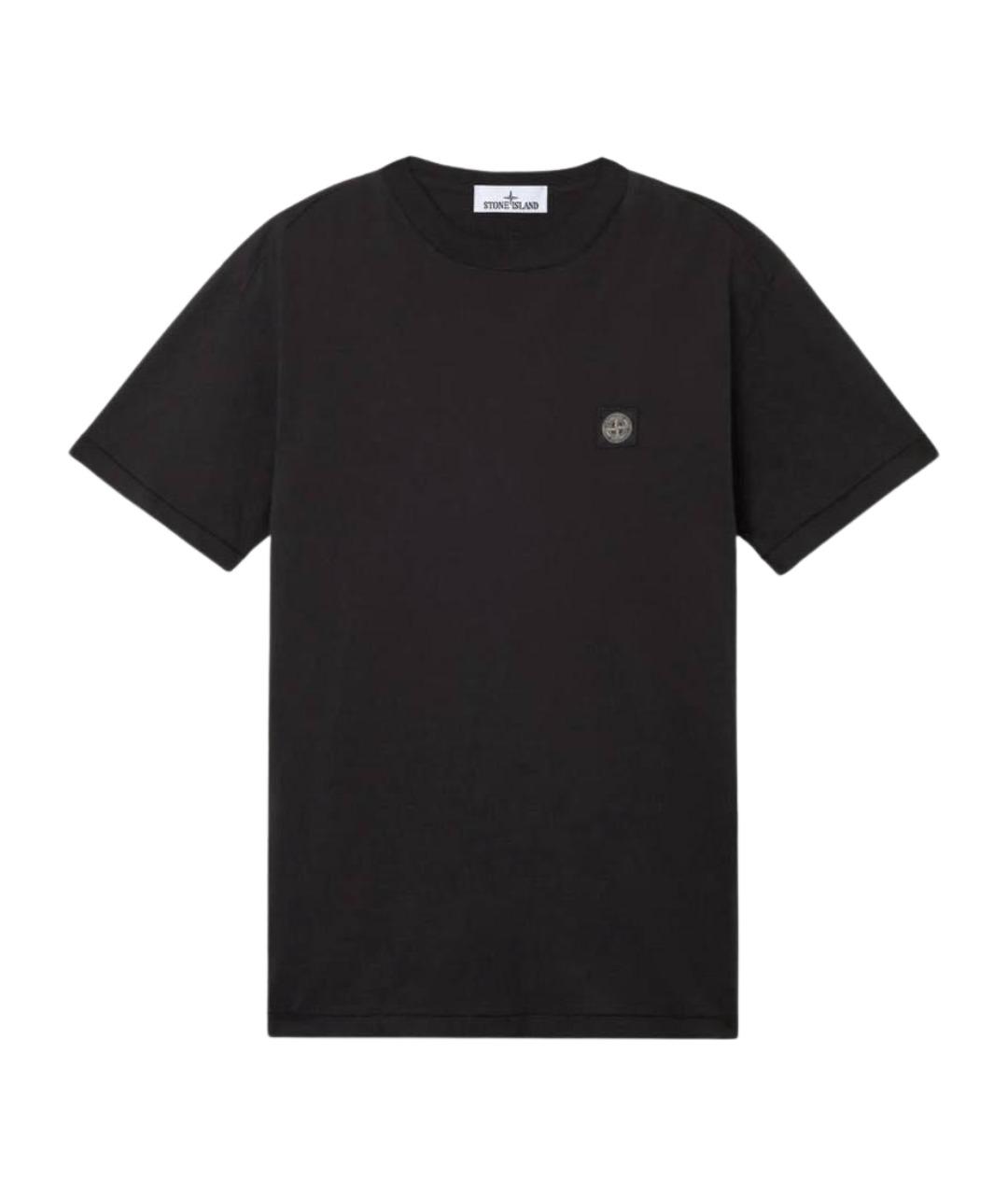 STONE ISLAND Черная хлопковая футболка, фото 1