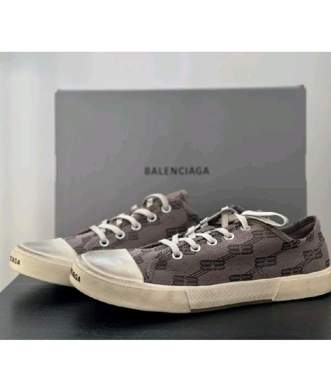 BALENCIAGA Коричневые текстильные кеды, фото 3