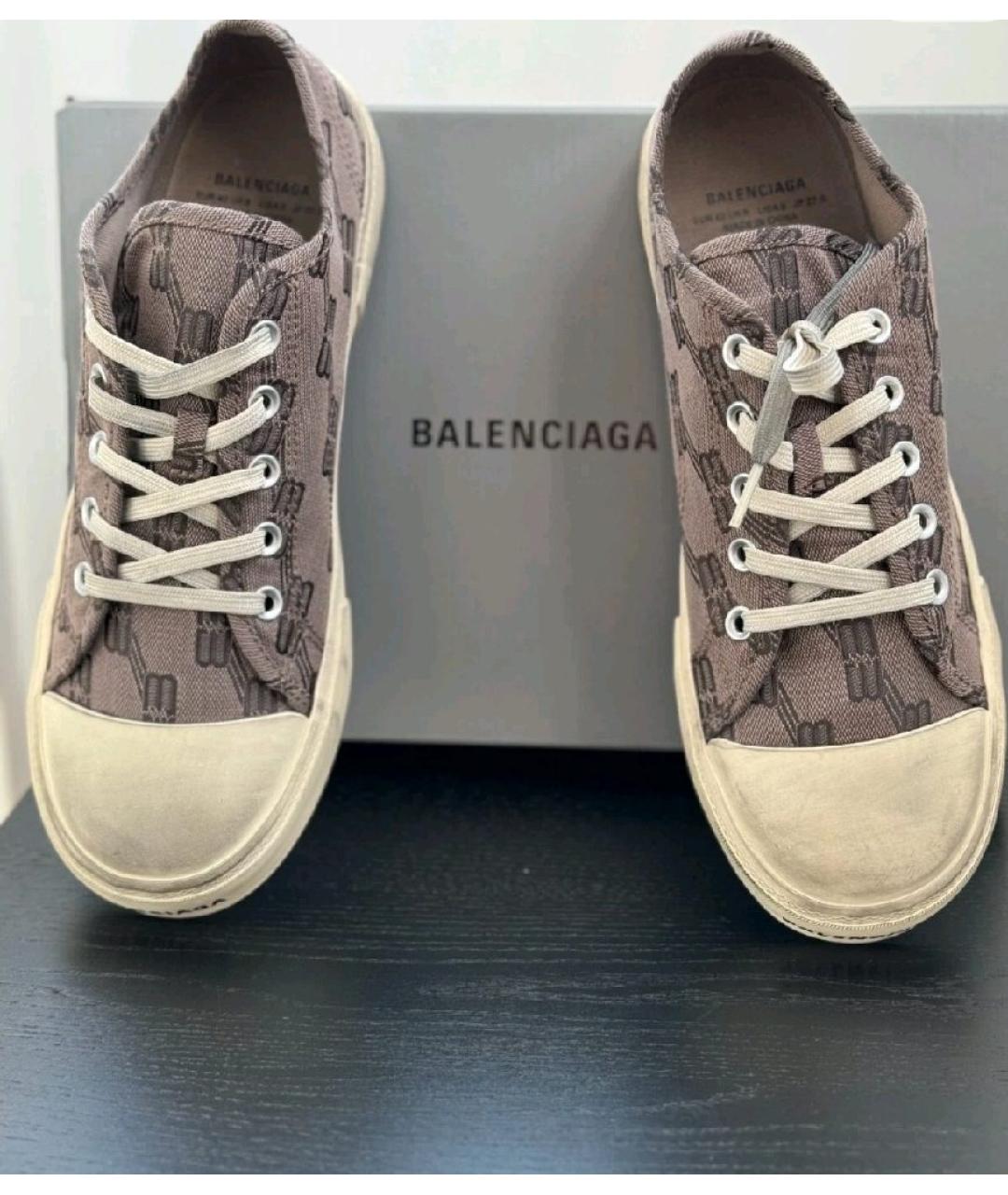 BALENCIAGA Коричневые текстильные кеды, фото 4
