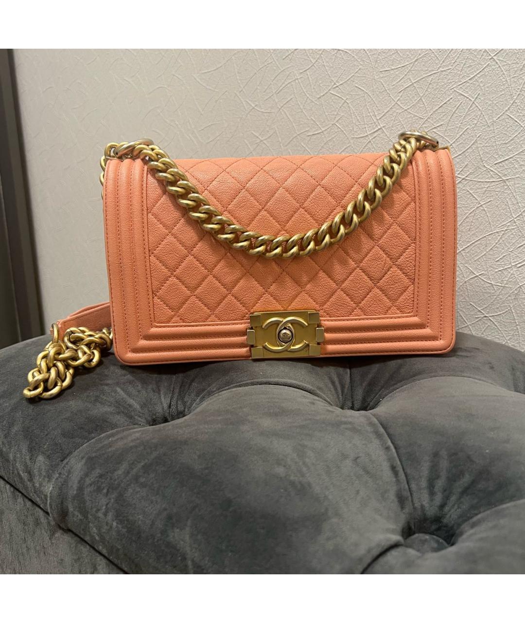 CHANEL Коралловая кожаная сумка через плечо, фото 9